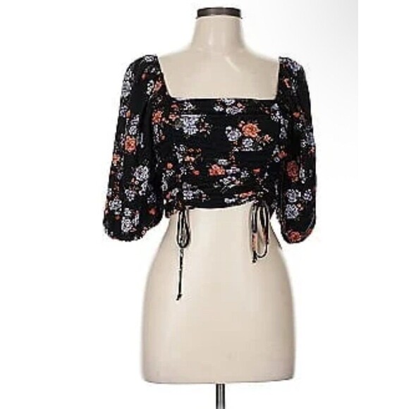 Tops - La Mamba Floral Print On / Off the Shoulder Scrunch Halter Top XL